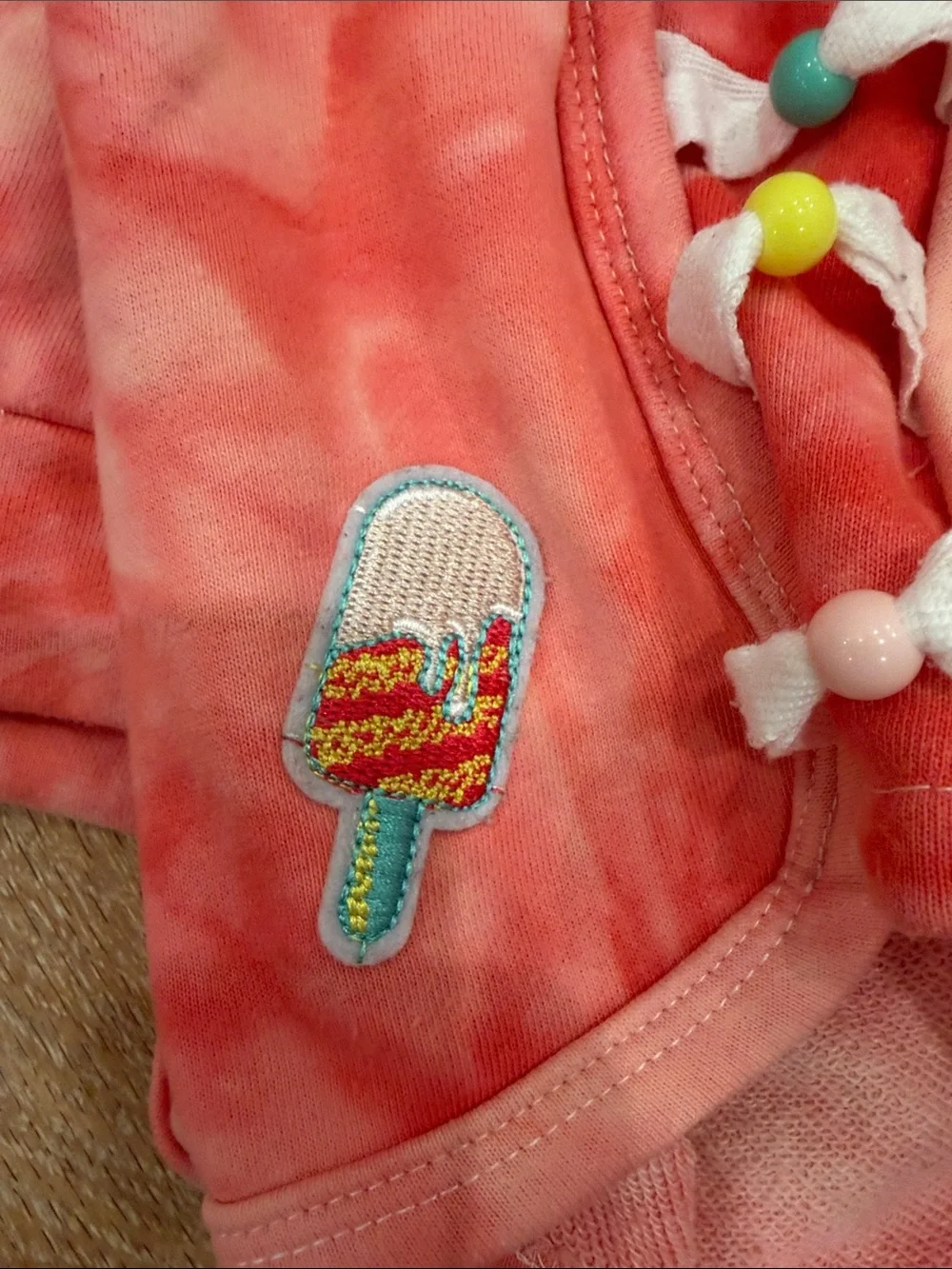 Tie-Dye Coral Kids Short Set with Daisy Patch
